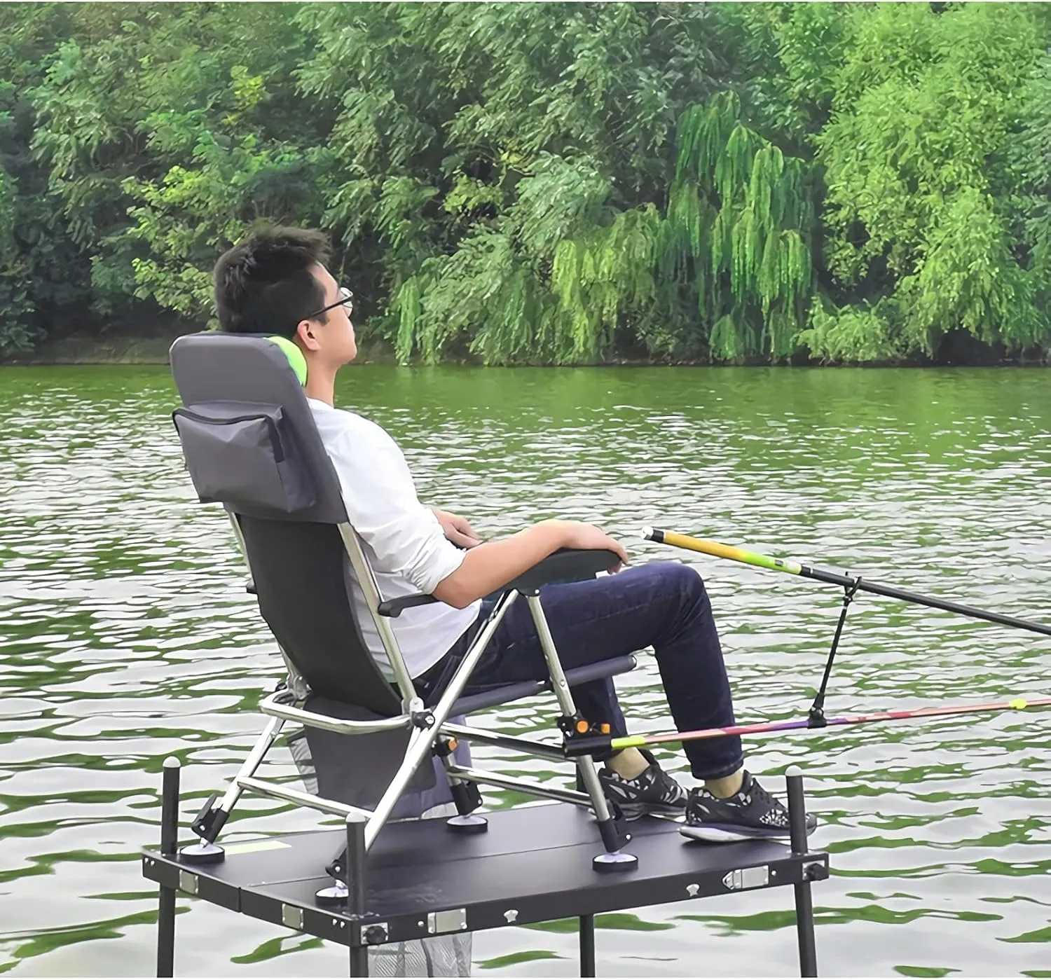 Fishing Chairs for Adults Director Chair with Foldable Backrest and Lift Legs Folding Recliner ded Camping Beach Chaise Lounge