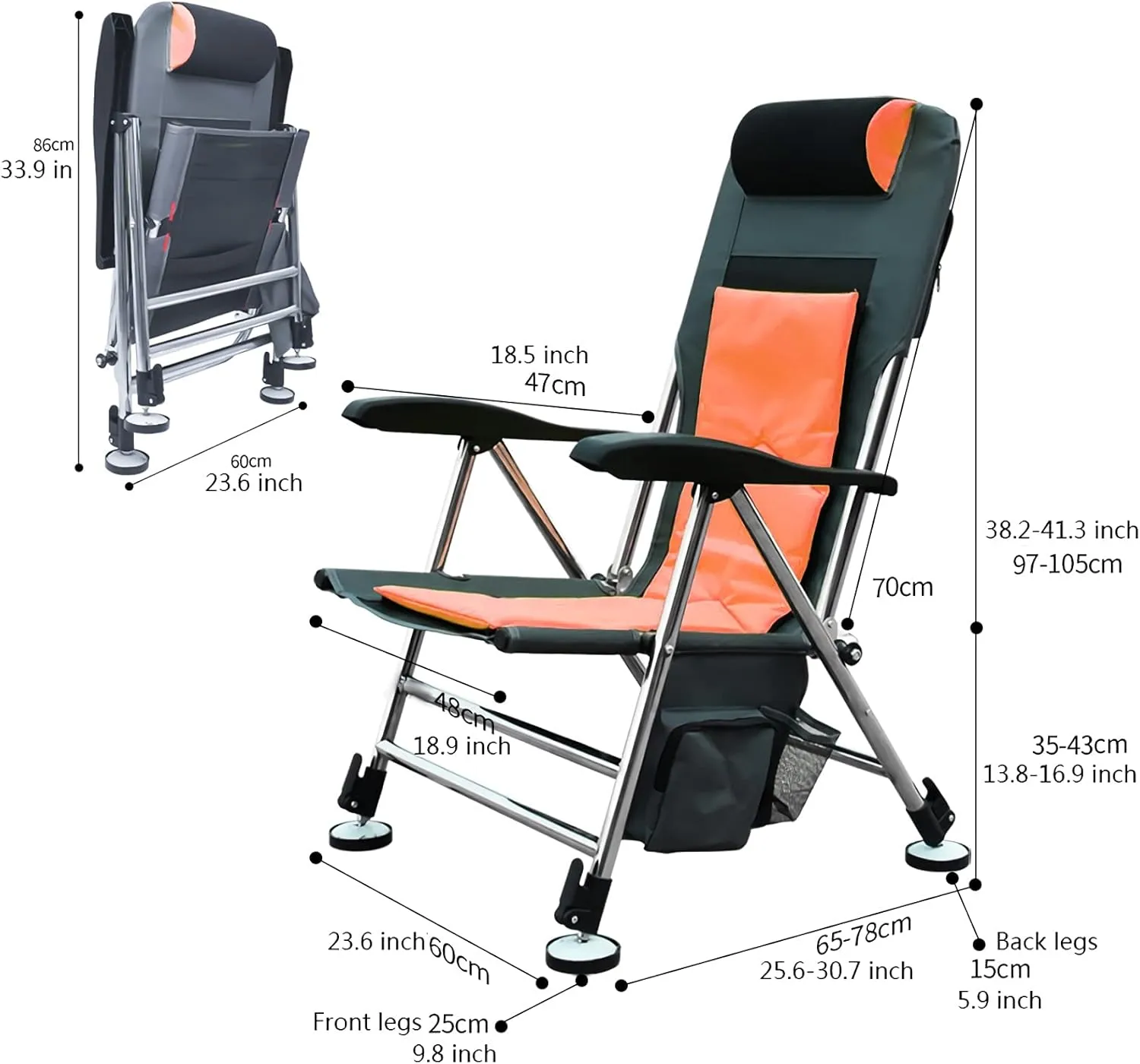 Fishing Chairs for Adults Director Chair with Foldable Backrest and Lift Legs Folding Recliner ded Camping Beach Chaise Lounge