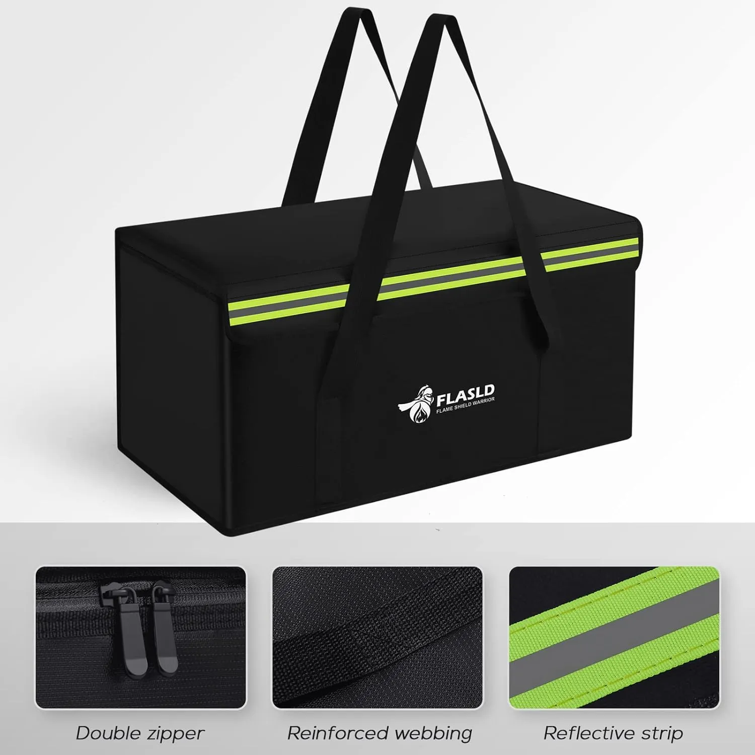 FLASLD Large Fireproof Lipo Bag for 200Ah Lithium Battery Storage and Charging, 22 x 9 x 9.5in E-bike Battery Bag Waterproof Box for Documents and Valuables