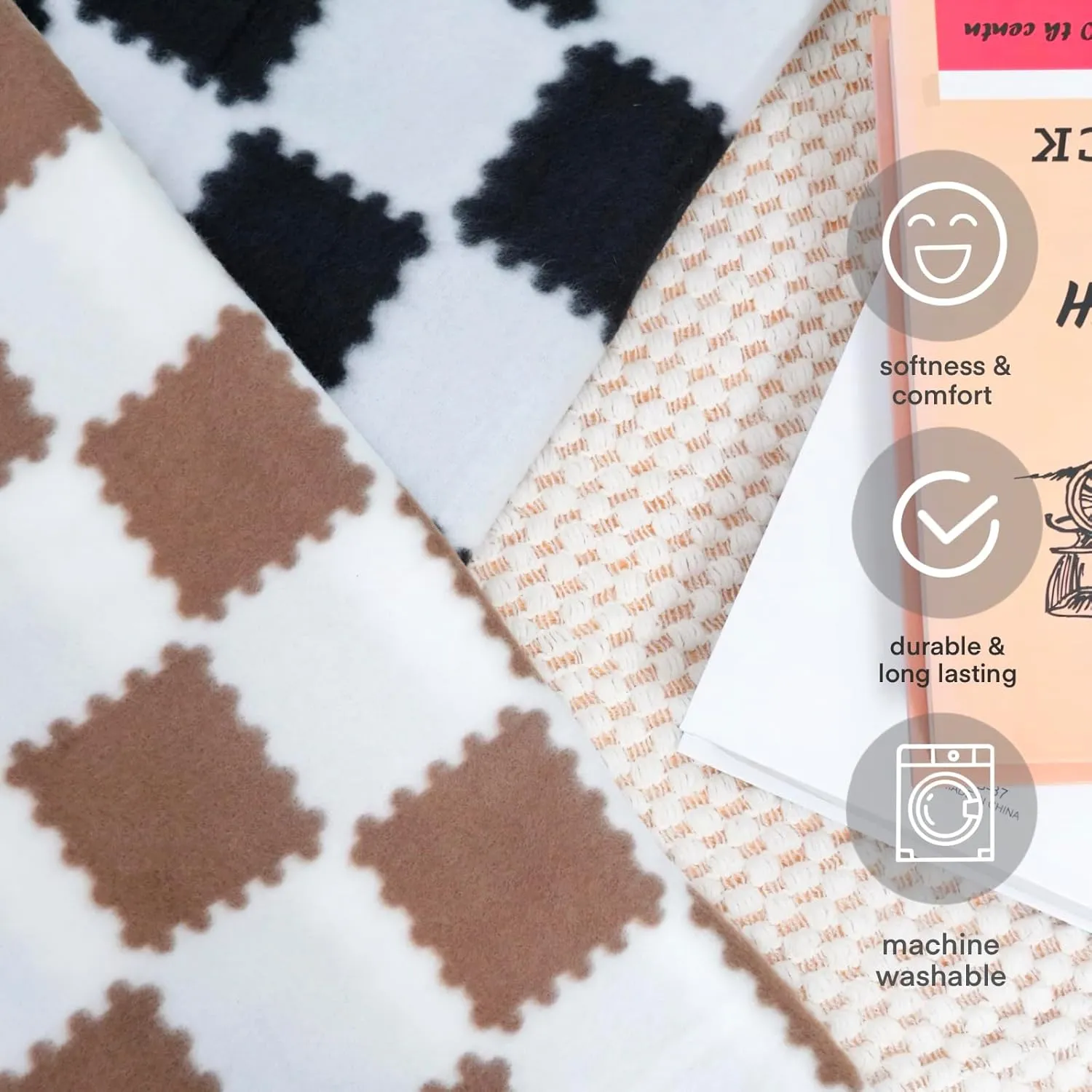Fleece Throw Blankets for Couch Bulk Lightweight Warm Soft Cozy Dog Blanket 6 Pack Bulk Fleece Kids Blanket Solid for Bed Couch Office Gifts Outdoor Plaid 50 x 60 inch