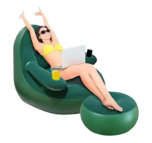 Flocked Inflatable Outdoor Chair with Footrest