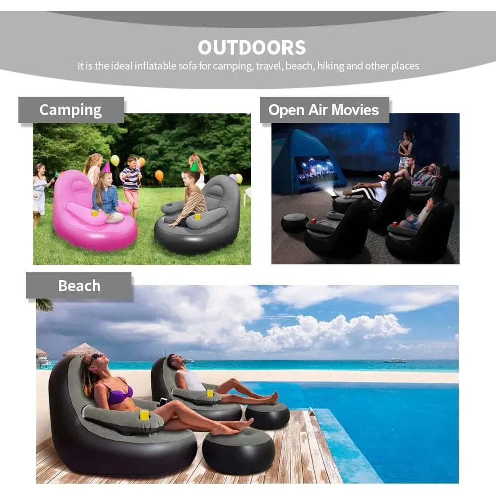 Flocked Inflatable Outdoor Chair with Footrest