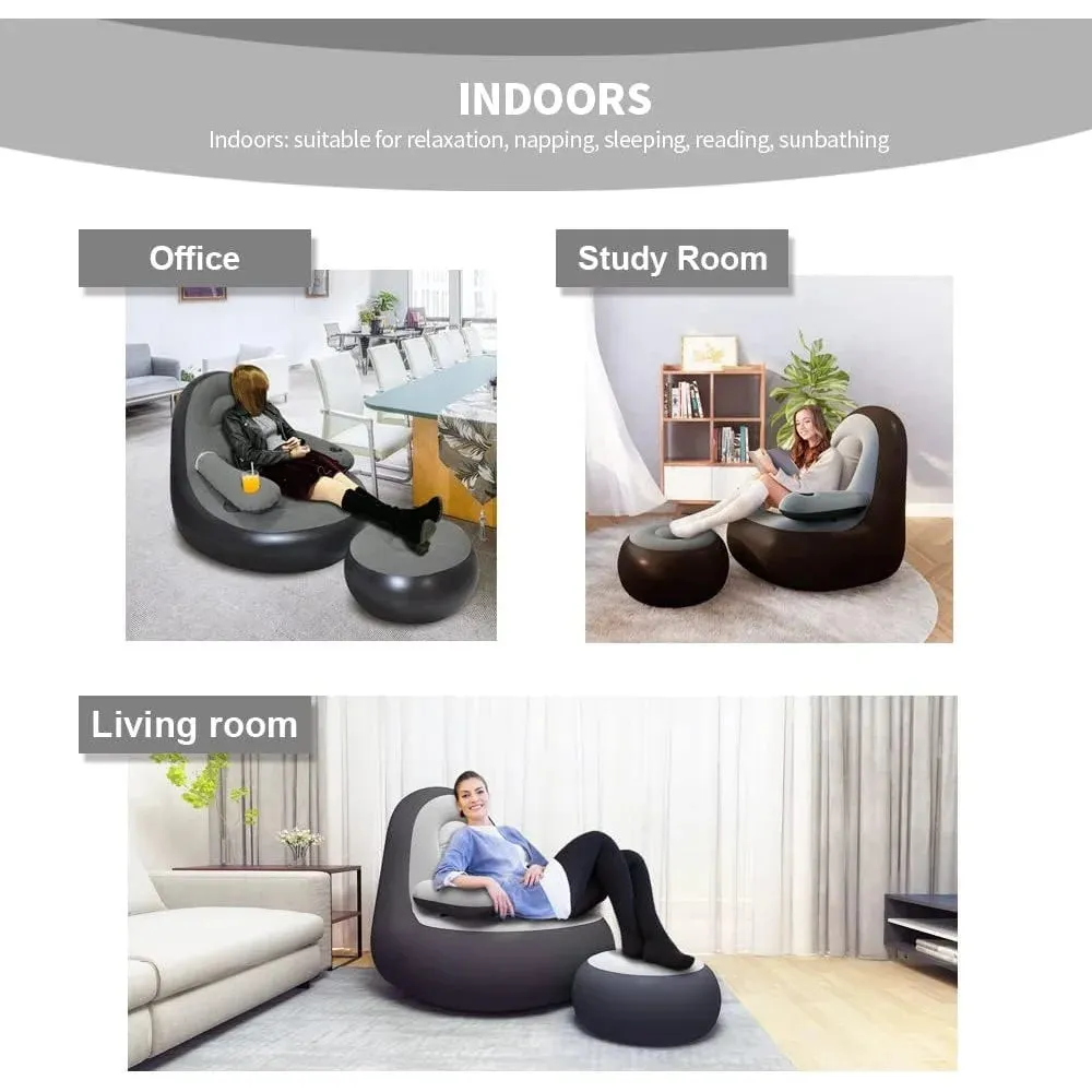 Flocked Inflatable Outdoor Chair with Footrest