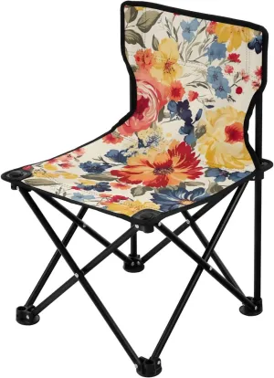 Flower Vintage Style Folding Portable Camping Chairs for Men and Women Lightweight Travel Chairs Ergonomically Designed Camping Essentials for Travel Beach Cooking Picnic