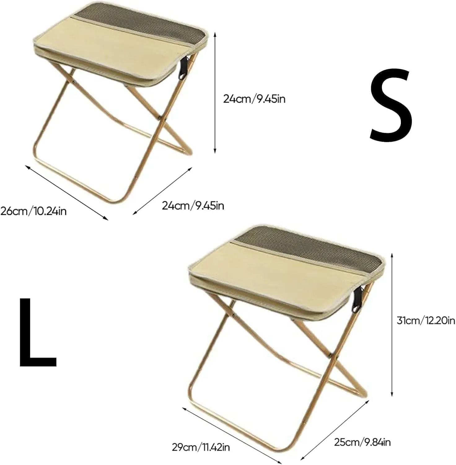 Foldable Backpack Stool, Portable Mini Outdoor Camping Folding Seat with Adjustable Shoulder Strap, for Camping, Fishing, Hiking, Picnics, Outdoor Barbecue (Green, S)