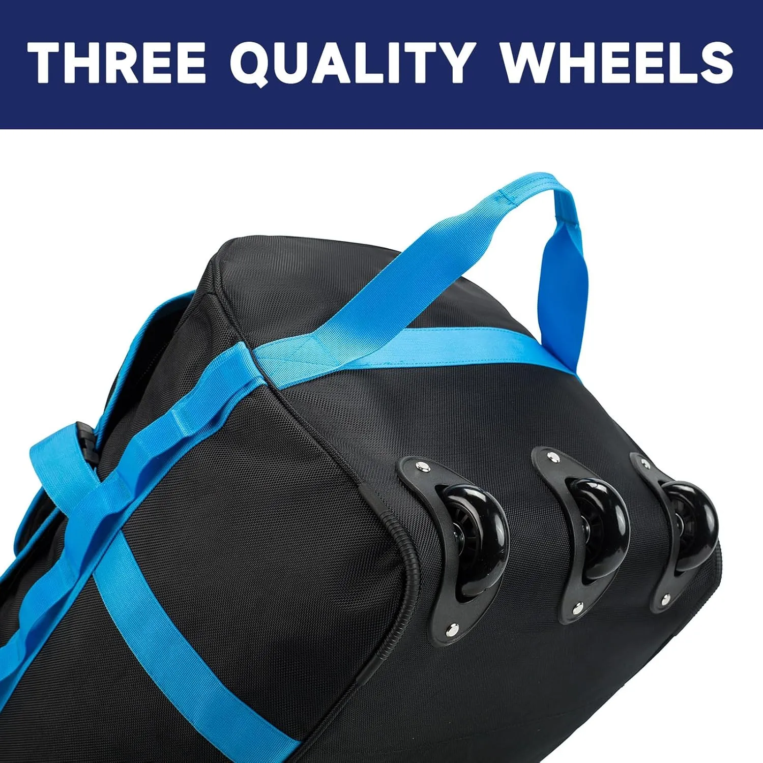 Foldable Duffel Bag with Wheels, 85L Large Handle Carry on Storage Rolling Wheeled Bag for Travel Sports Camping Weekend Overnight, Blue