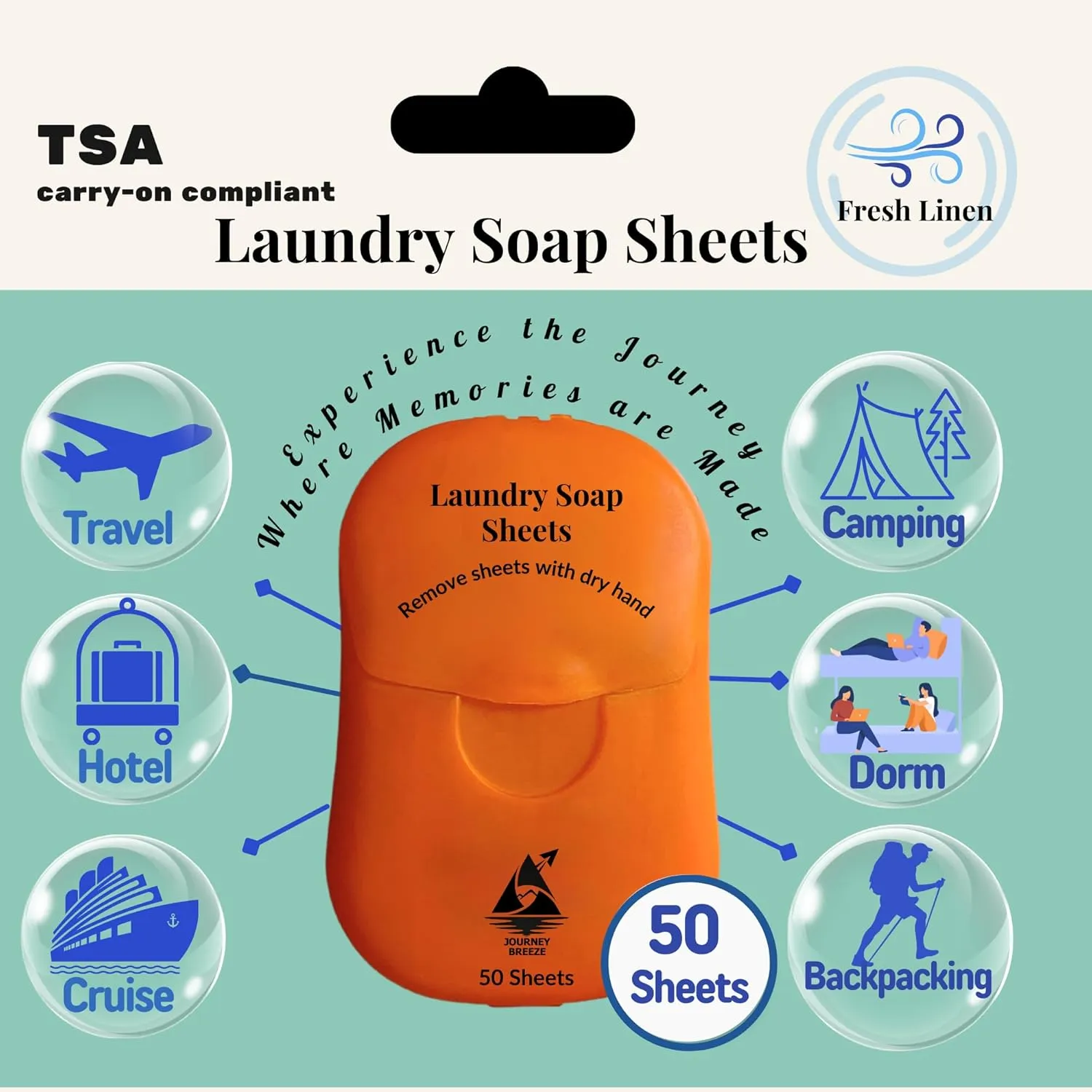 Foldable Laundry Bag with Laundry Detergent Sheets - Travel Detergent Soap for Portable Use - Dorm Essentials, Also for Camping, Hotels, Cruises for Easy Washing on the Go