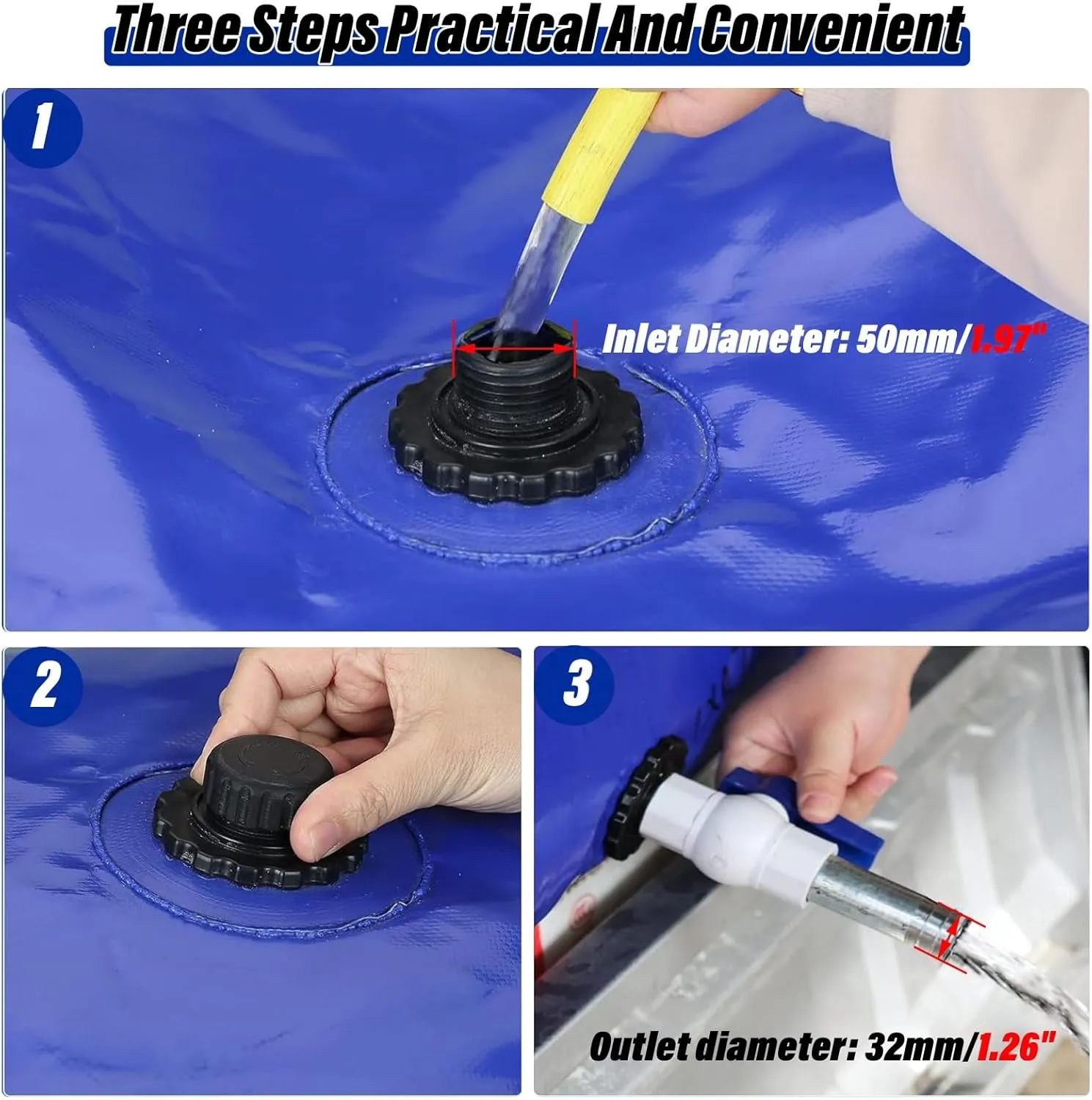 Foldable Portable Soft Water Bag Bathtub Bladder for Emergency Water Storage, 200 500 1000 Gal Portable Water Tank with Valve/Foldable Water Container for Resistance Agricultural Irrigation Emerge