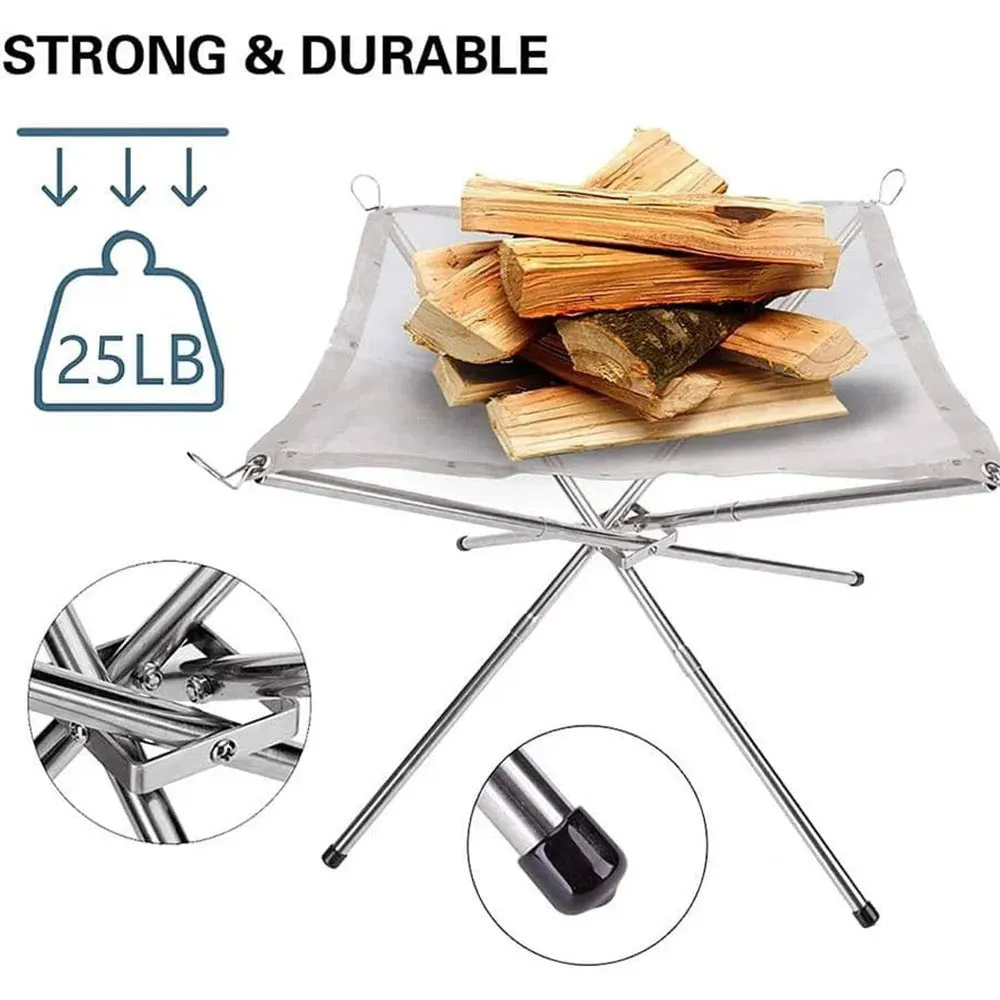 Foldable Stainless Steel Campfire Fire Rack for Outdoor Camping