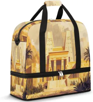 Foldable Travel Duffel Bag for Women, Overnight Weekender Bag Egypt Theme Carry on Duffel Bag Luggage Sports Gym Tote Bag with Shoes Compartment, Water Rresistant Shoulder Bag,C332