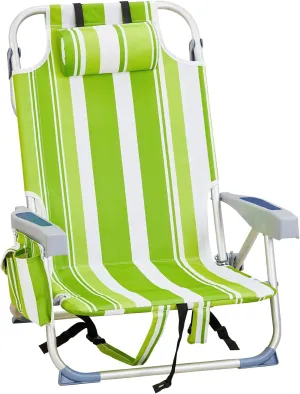 Folding Beach Chair Patio Lounge Chairs Short Oxford Cloth Silver White Aluminum Tube Bearing 220lbs Portable Foldable Camping Chair Green Stripes