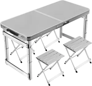 Folding Camp Table, 47.2''L X23.6''W with Adjustable Height Legs, Indoor Outdoor Portable Aluminum Dining Table for Camping Picnic, BBQ, Beach (Color : E)