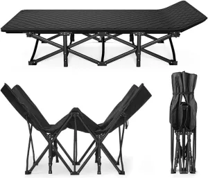 Folding Camping Bed Oxford Camping Cot W/Cotton Pad Lounge Chair W/Carry Bag Sleeping Cots for Adults Load 440lbs Folding Cot