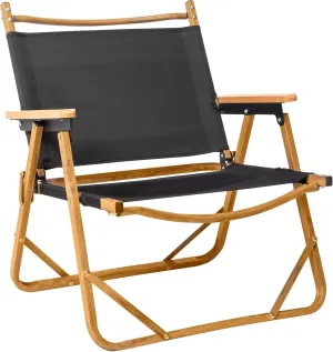 Folding Camping Chair, Aluminum Frame 600D Khaki Oxford Cloth Bearing 220lbs Imitation Wood Grain Spray Paint Camping Chair (Black)