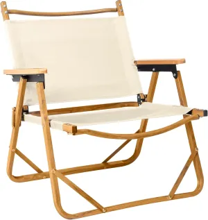 Folding Camping Chair, Aluminum Frame 600D Khaki Oxford Cloth Bearing 220lbs Imitation Wood Grain Spray Paint Camping Chair (Khaki)
