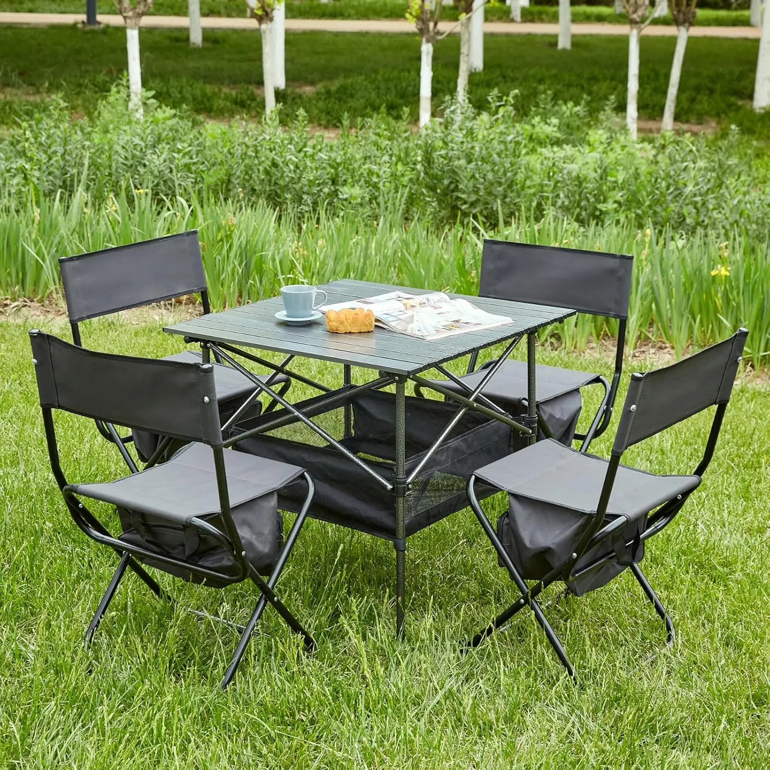 Folding Camping Chairs, Portable Outdoor Chair wirh Storage Bag, Foldable Camp Chair for Beach, Lawn, Fishing, Sports, Picnic, Backyard, Patio, 2 Pack, Black