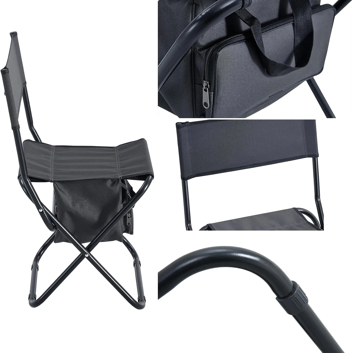 Folding Camping Chairs, Portable Outdoor Chair wirh Storage Bag, Foldable Camp Chair for Beach, Lawn, Fishing, Sports, Picnic, Backyard, Patio, 2 Pack, Black