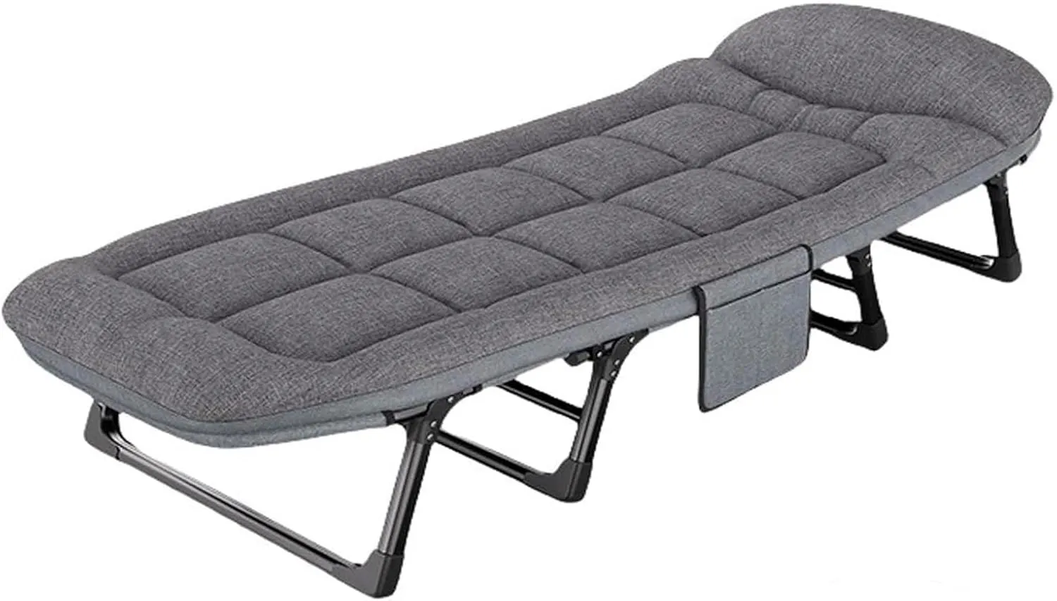 Folding Camping Cot for Adults, Sturdy Heavy Duty Camping Bed with Mattress, Height Adjustable Portable Lounge Chair Sleeping Cot for Camping Home Office Vacation Hospital Guest Sleeping