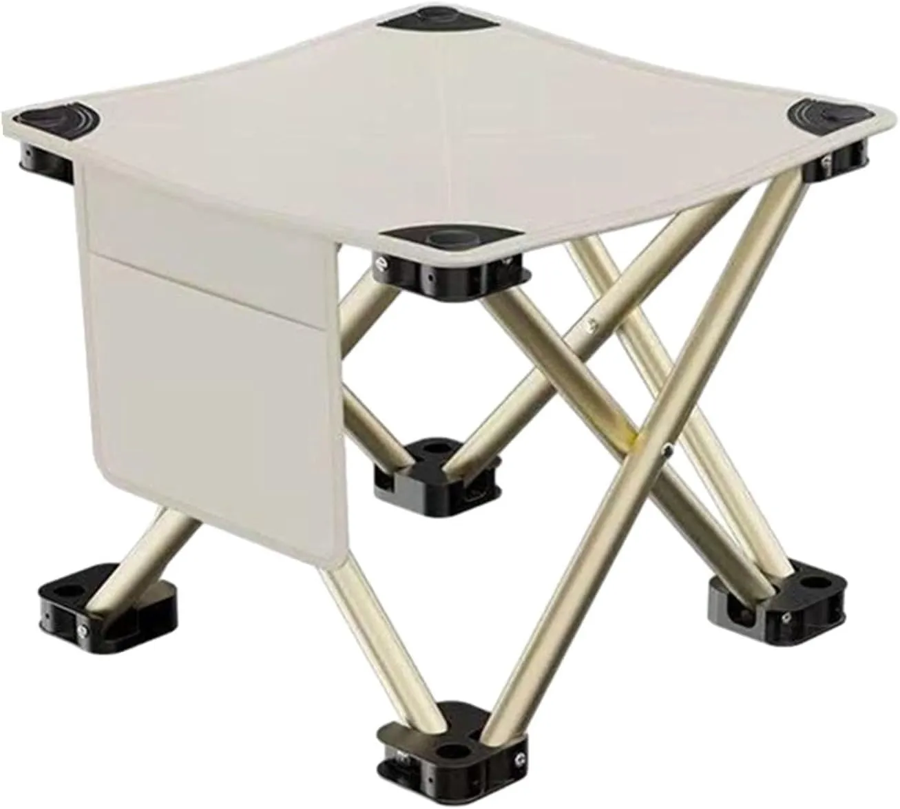 Folding Camping Stool Footstool Sturdy Lightweight Portable Small Foldable Chair for Barbecue Camping Fishing Outdoor Garden, White, 33cmx33cmx32cm