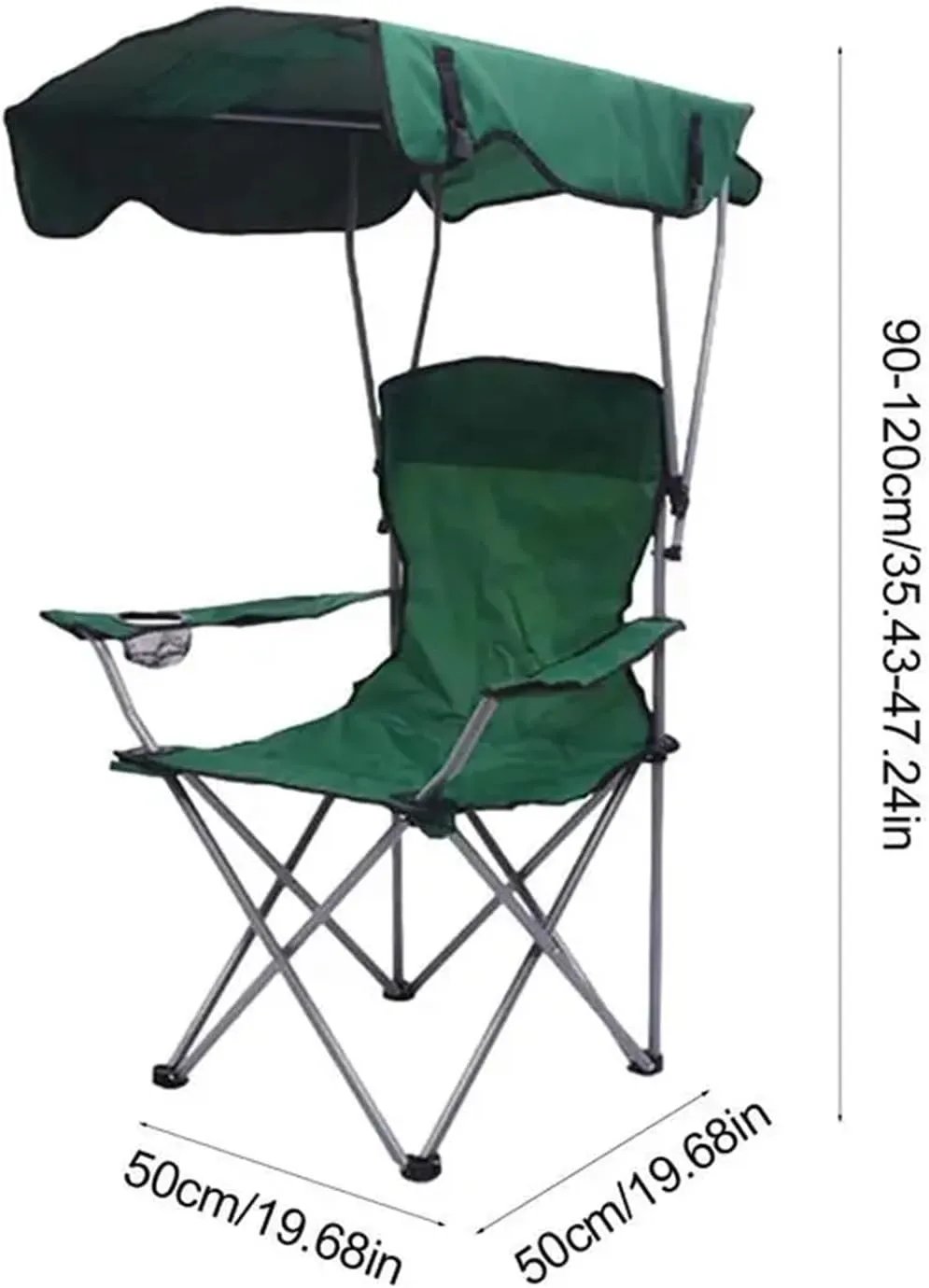 Folding Canopy Chair with Shade Portable Recliner Beach for Outdoor Lawn Camping Picnic Fishing Comfortable Seat