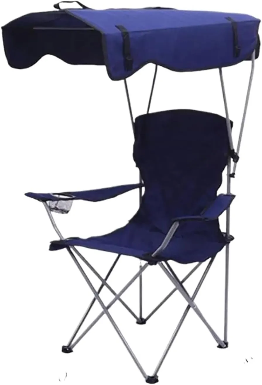 Folding Canopy Chair with Shade Portable Recliner Beach for Outdoor Lawn Camping Picnic Fishing Comfortable Seat