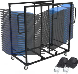 Folding Chair Cart, Folding Chair Dolly With Angle Stacking And 500LBS Capacity For 32 Folding Chair Sturdy Construction Chair Storage Cart With 4Inch Rubber Wheels Easy To Move And Space Optimization