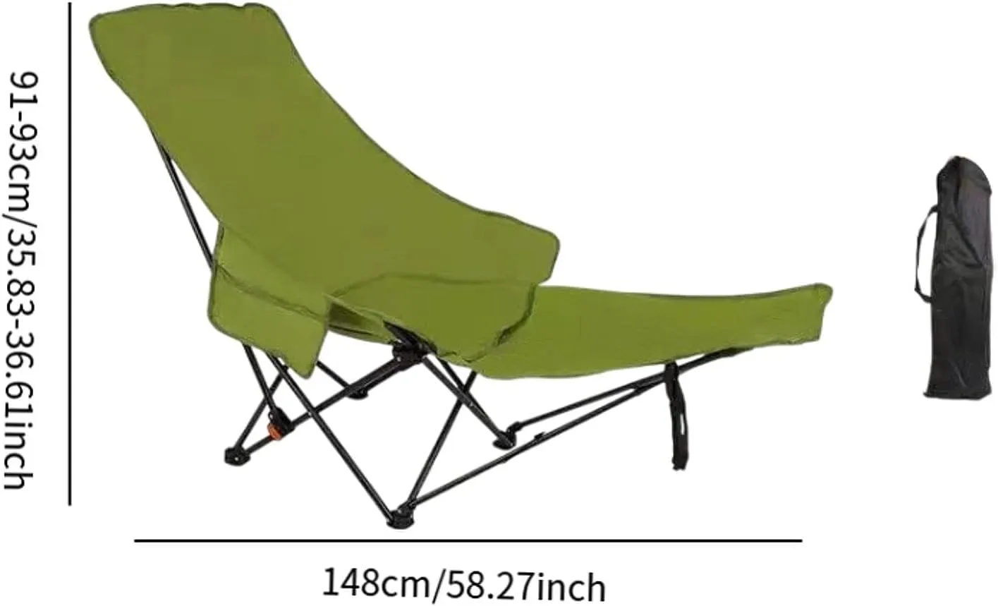 Folding Chaise Lounge Chair Reclining Chair Lightweight Foldable Recliner Lounger for Camping Hiking Garden Outdoor Traveling, Green