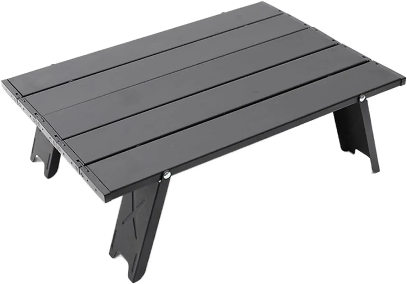 Folding Dining Table Ultralight Outdoor Camping Portable Table Foldable Mini for Tours Bea Tent Picnic Barbecue Tableware Folding Computer Desk (Color : Black)