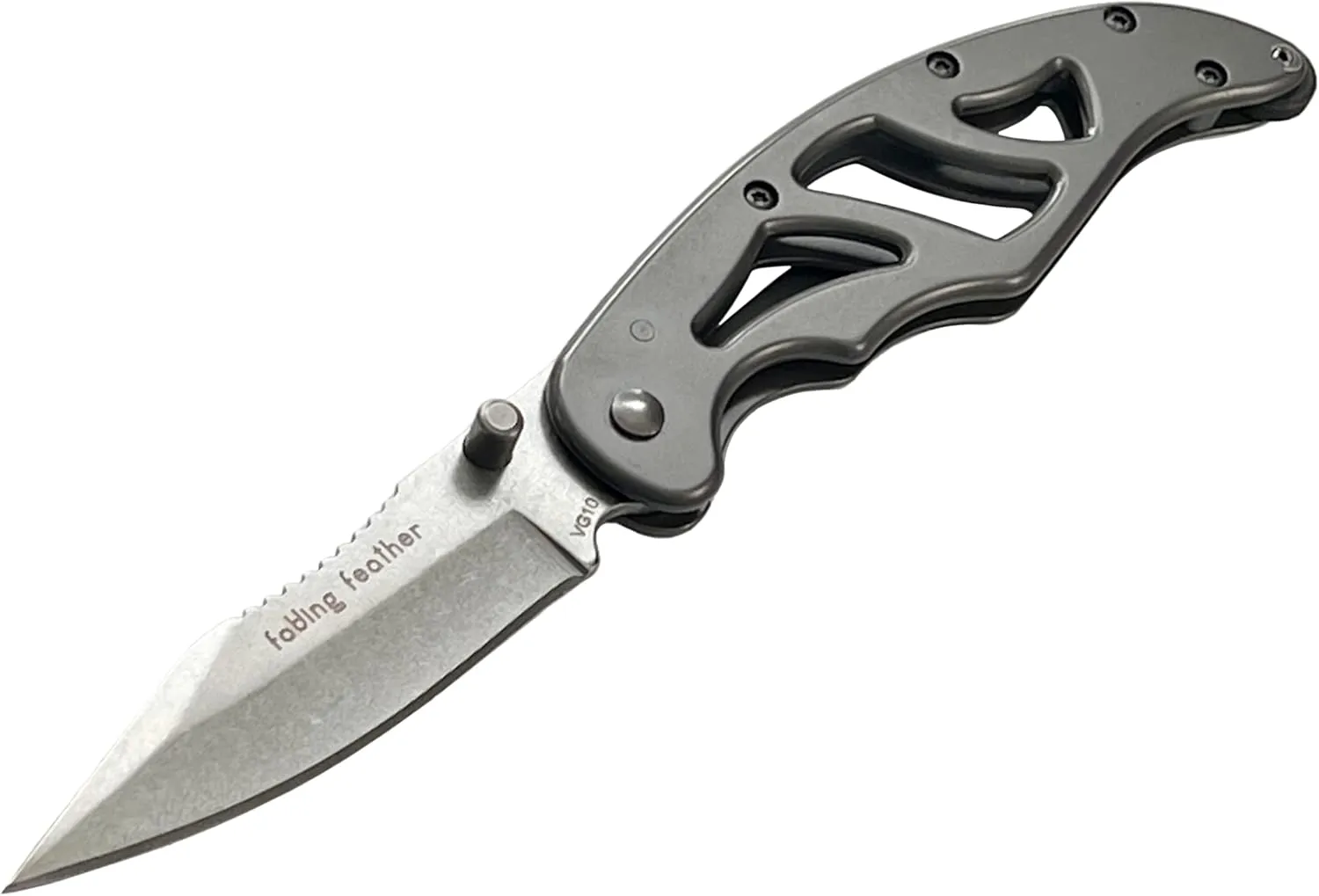 Folding Feather - The Ultimate Multi-Function Everyday Carry VG10 Pocketknife with Stainless Steel Frame Lock and Fire Starting Everspark Wheel Built Into the Handle