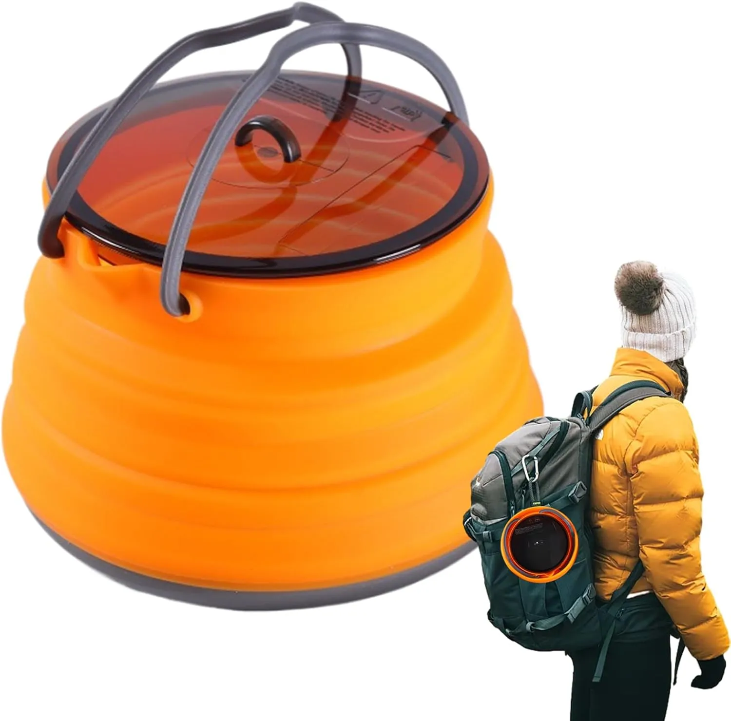 Folding Kettle, Foldable Silicon Coffee Pot, Cooking Pot, Heat Resistance, Design, 16x16x4cm, Ideal For Coffee, Tea, Soups