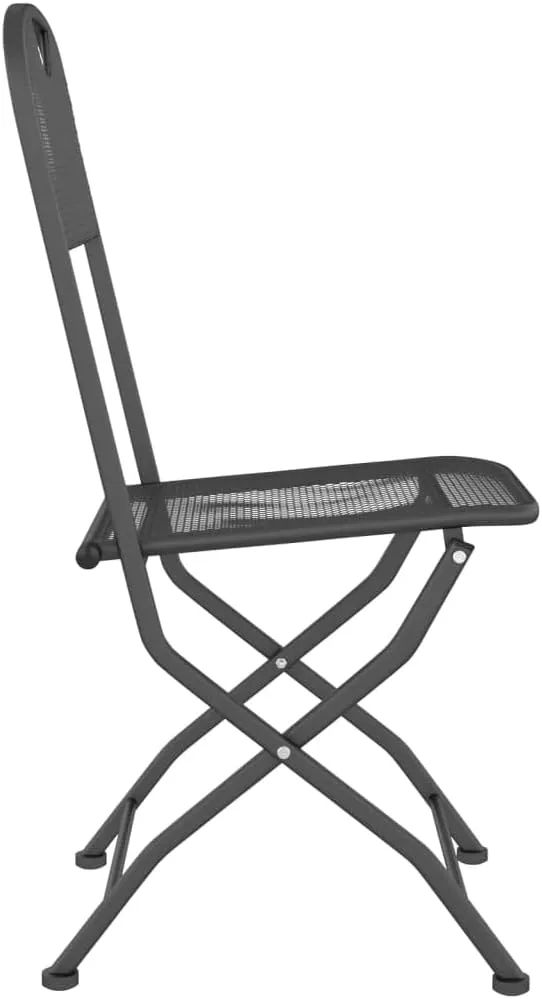 Folding Patio Chairs 2 Pack Outdoor Metal Mesh Lounge Chairs Anthracite for Camping Beach Poolside Backyard Porch