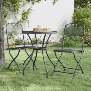 Folding Patio Chairs 2 Pack Outdoor Metal Mesh Lounge Chairs Anthracite for Camping Beach Poolside Backyard Porch