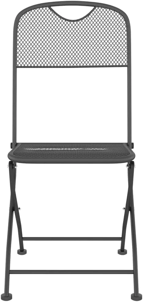 Folding Patio Chairs 2 Pack Outdoor Metal Mesh Lounge Chairs Anthracite for Camping Beach Poolside Backyard Porch