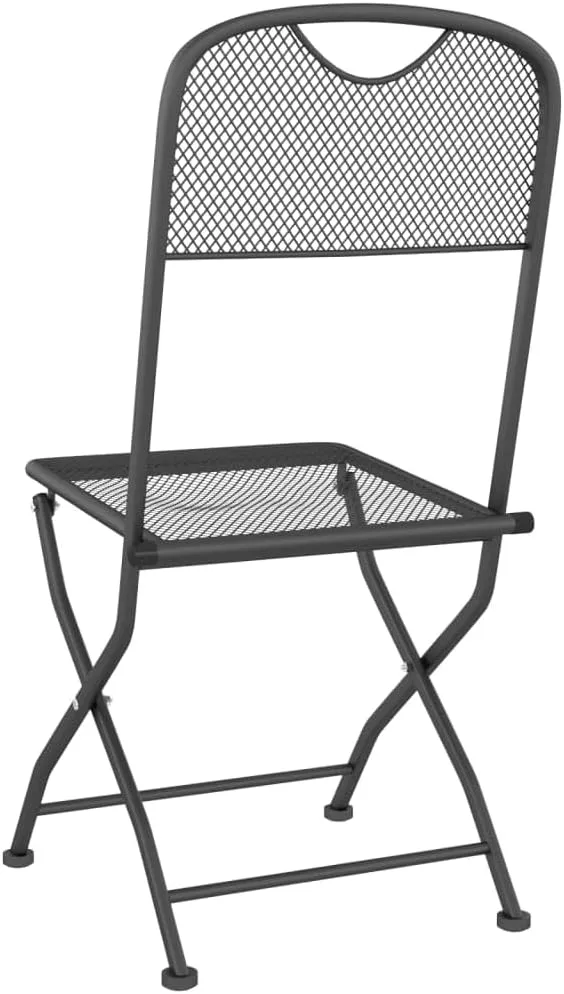 Folding Patio Chairs 2 Pack Outdoor Metal Mesh Lounge Chairs Anthracite for Camping Beach Poolside Backyard Porch