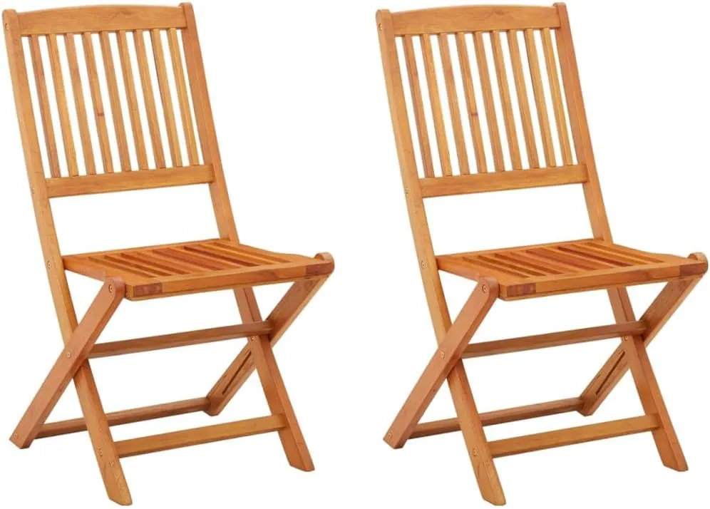 Folding Patio Chairs 2 Pack Solid Eucalyptus Wood Outdoor Dining for Garden Pool Beach Camping Foldable Lounge Chairs
