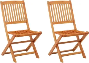 Folding Patio Chairs 2 Pack Solid Eucalyptus Wood Outdoor Dining for Garden Pool Beach Camping Foldable Lounge Chairs