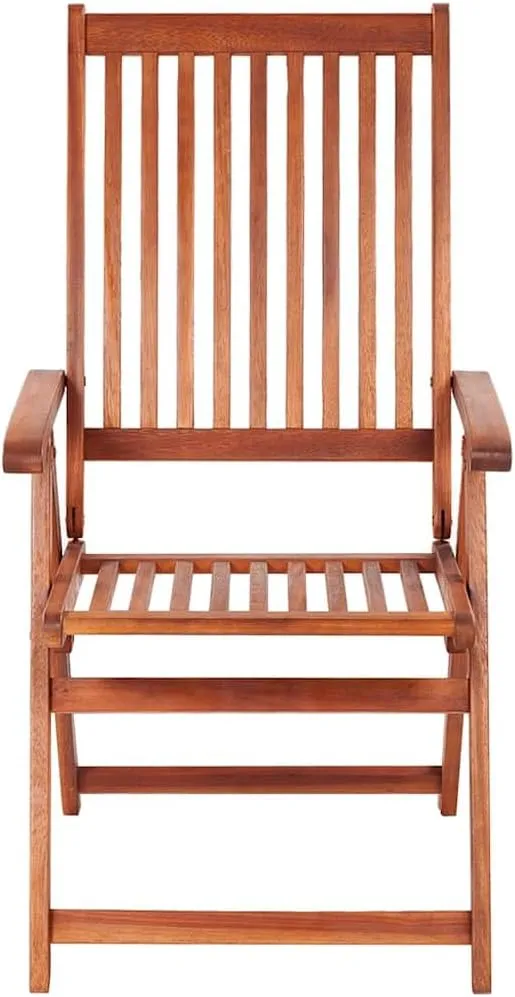 Folding Patio Chairs 2 Pcs Solid Acacia Wood Brown Adjustable 5 Positions Outdoor Chairs for Patio, Terrace, Garden, Dining, and Lounge