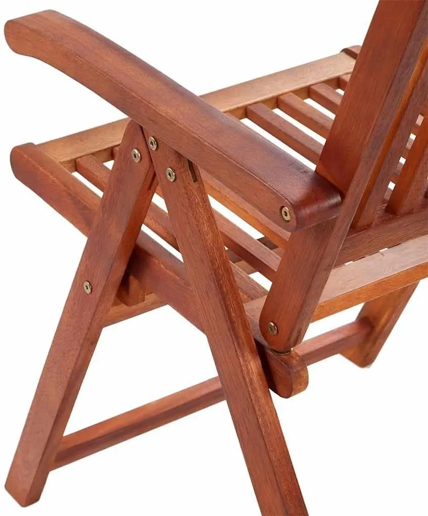 Folding Patio Chairs 2 Pcs Solid Acacia Wood Brown Adjustable 5 Positions Outdoor Chairs for Patio, Terrace, Garden, Dining, and Lounge