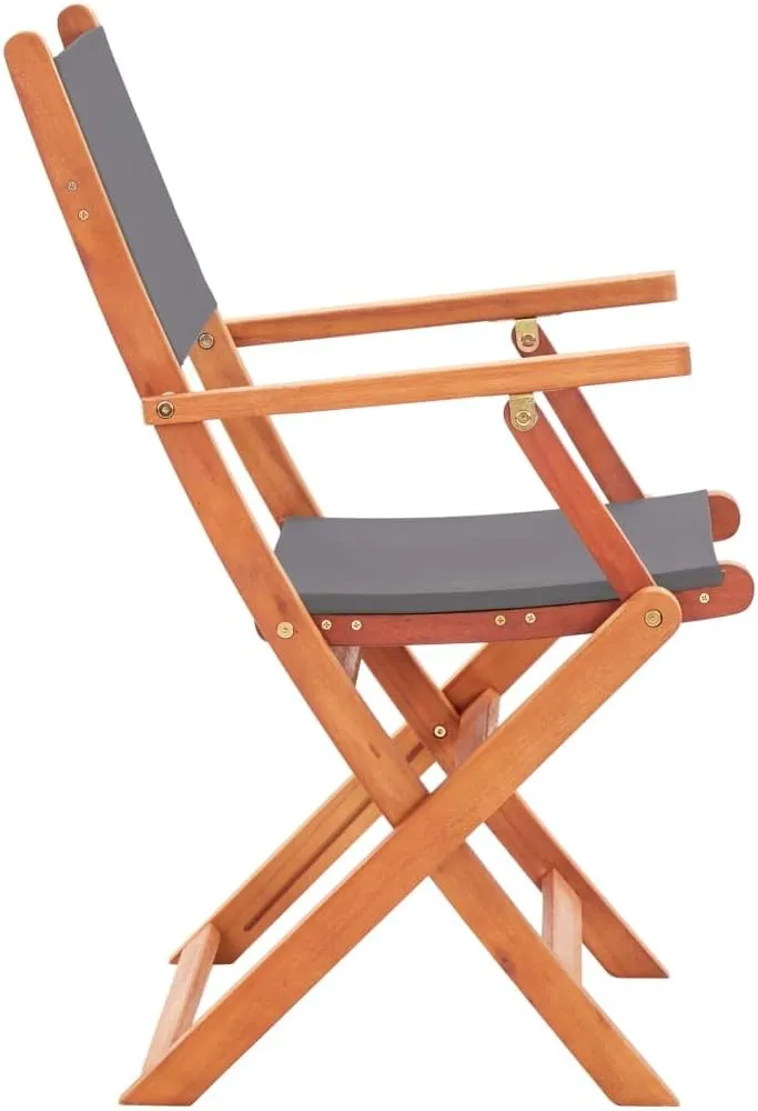 Folding Patio Chairs 4 pcs Gray Solid Wood Eucalyptus and Textilene,Patio Dining Chairs,Garden Seat,Outdoor Chair for Outdoor Relaxation