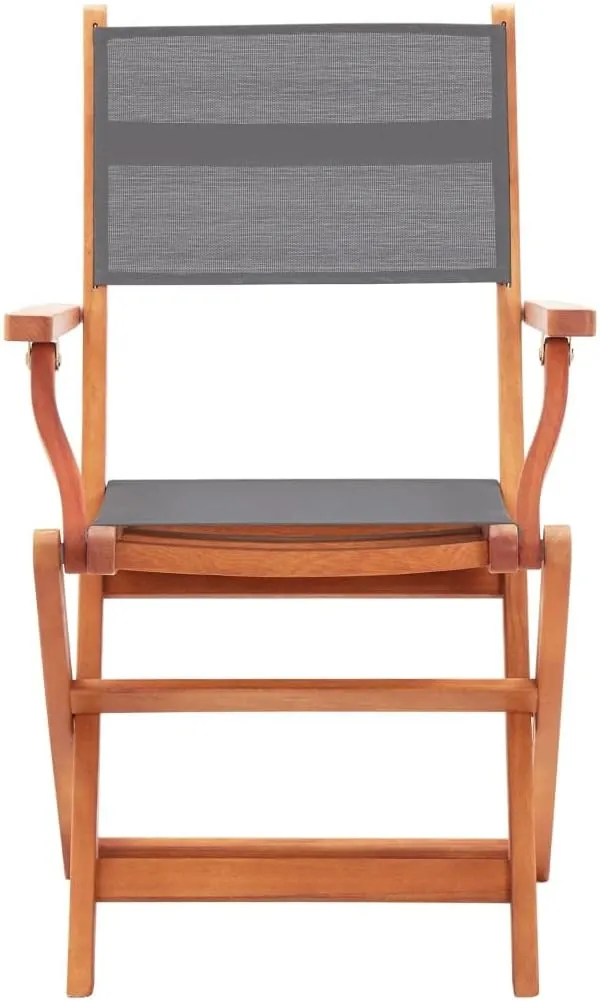 Folding Patio Chairs 4 pcs Gray Solid Wood Eucalyptus and Textilene,Patio Dining Chairs,Garden Seat,Outdoor Chair for Outdoor Relaxation
