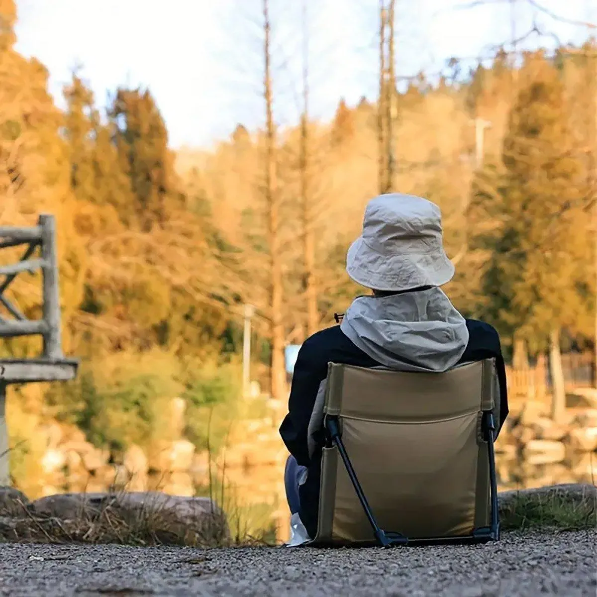 Folding Portable Camping Chair Lightweight Stool with Backrest Outdoor Bench