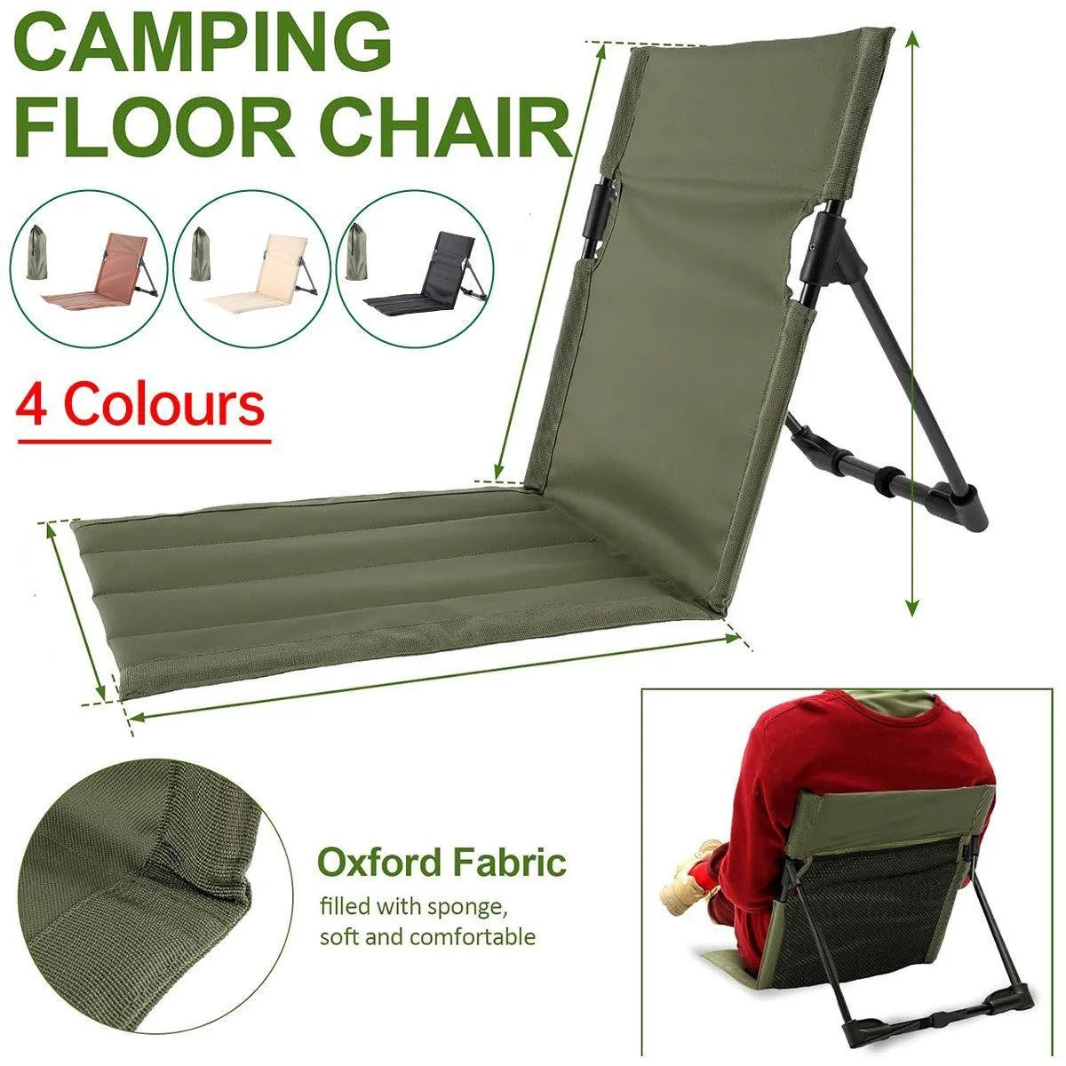Folding Portable Camping Chair Lightweight Stool with Backrest Outdoor Bench