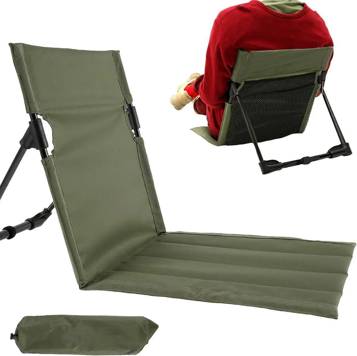 Folding Portable Camping Chair Lightweight Stool with Backrest Outdoor Bench