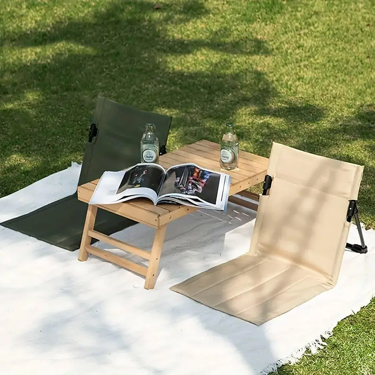 Folding Portable Camping Chair Lightweight Stool with Backrest Outdoor Bench