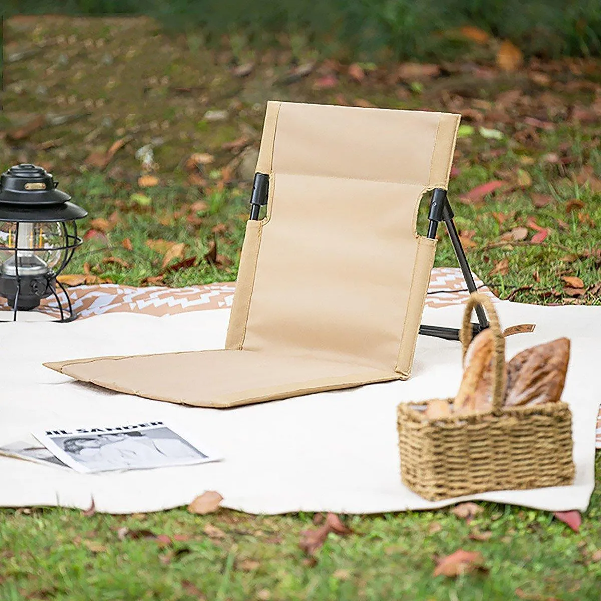 Folding Portable Camping Chair Lightweight Stool with Backrest Outdoor Bench