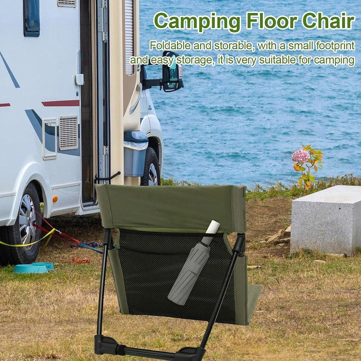Folding Portable Camping Chair Lightweight Stool with Backrest Outdoor Bench