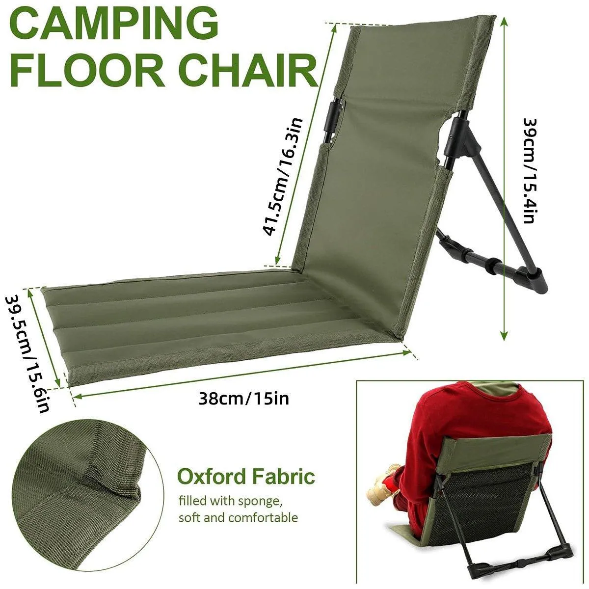 Folding Portable Camping Chair Lightweight Stool with Backrest Outdoor Bench