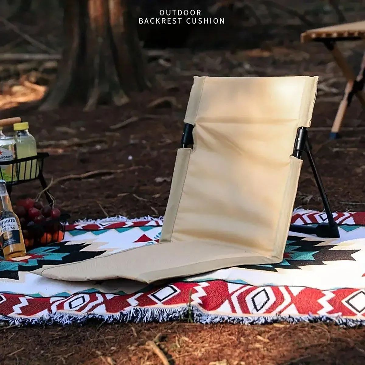 Folding Portable Camping Chair Lightweight Stool with Backrest Outdoor Bench