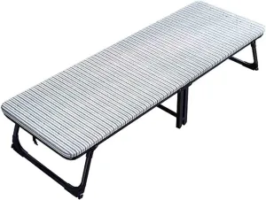 Folding Recliner Sun Lounger Chair with Pulley, Adjustable Gravity Outdoor Lounger for Office, Camping, Home, Gray/Blue