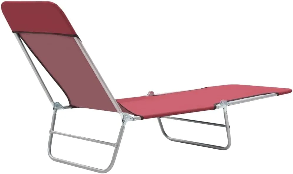Folding Sun Loungers 2 pcs Steel and Fabric Redcamping Chairs Recliner Patio Tanning chairSuitable for Garden Courtyard